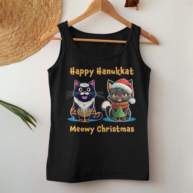 Merry Christmas Happy Hanukkah Jewish Christian Cat Lovers Women Tank Top Personalized Gifts