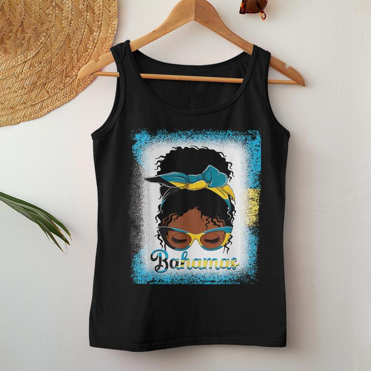 Messy Bun Bahamian Bahamas Flag Woman Girl Women Tank Top Weekend Graphic Funny Gifts