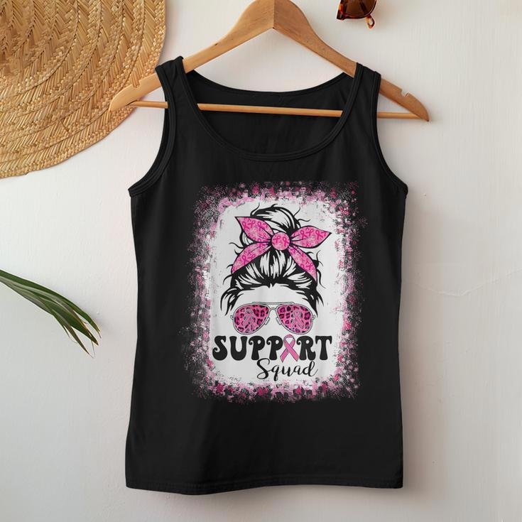 Messy Bun Glasses Wear Pink Warrior Breast Cancer Awareness Women Tank Top Funny Gifts