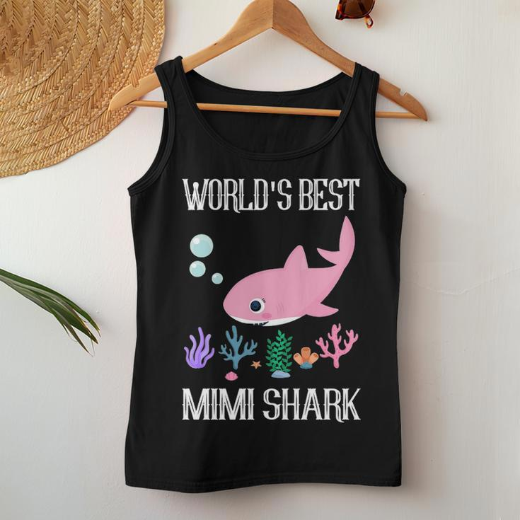 Mimi Grandma Gift Worlds Best Mimi Shark Women Tank Top Weekend Graphic Funny Gifts