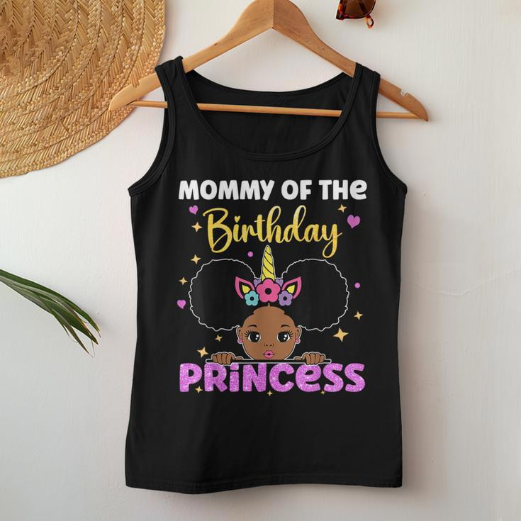 Mommy Of The Birthday Princess Melanin Afro Unicorn Cute Women Tank Top Unique Gifts
