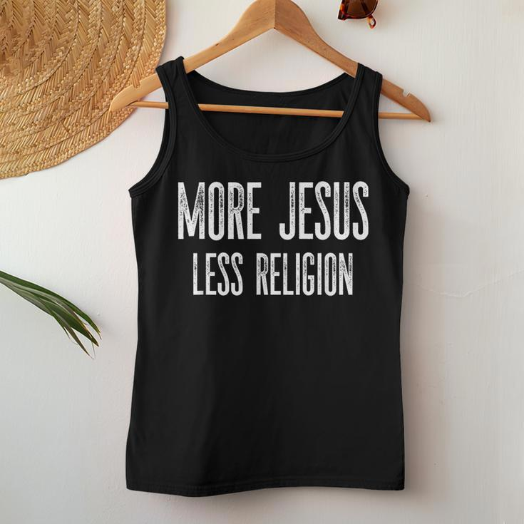 More Jesus Less Religion Christian Vintage Distressed Women Tank Top Basic Casual Daily Weekend Graphic Personalized Gifts