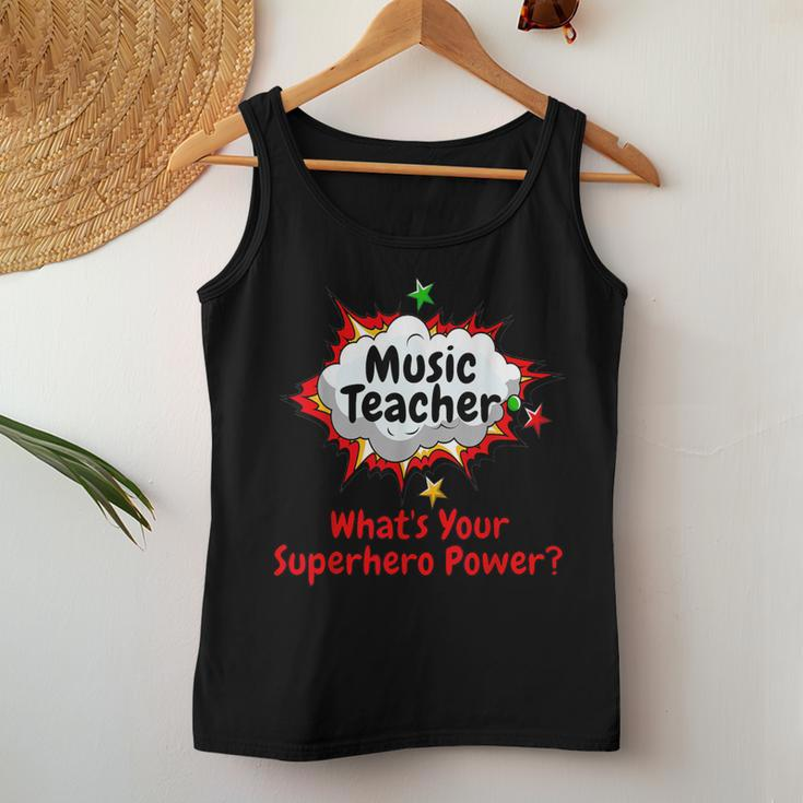 Music Teacher What's Your Superhero Power School Women Tank Top Unique Gifts
