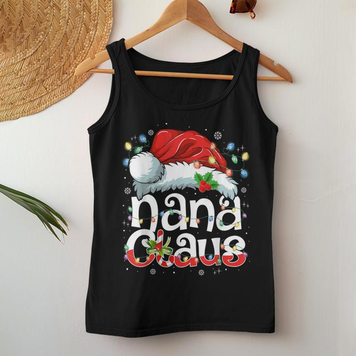 Nana Claus Christmas Lights Santa Hat Pajama Family Matching Women Tank Top Funny Gifts