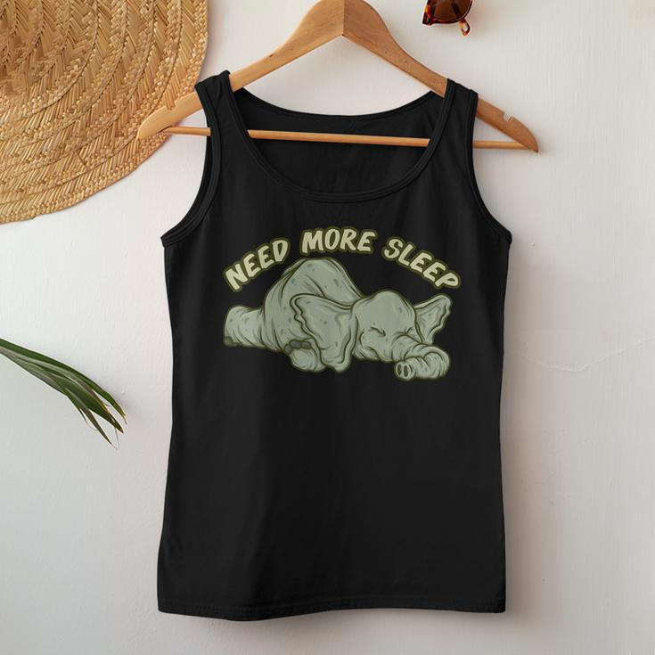 Need More Sleep Elephant Tired Animal Lover Coffee Lover Women Tank Top Basic Casual Daily Weekend Graphic Personalized Gifts