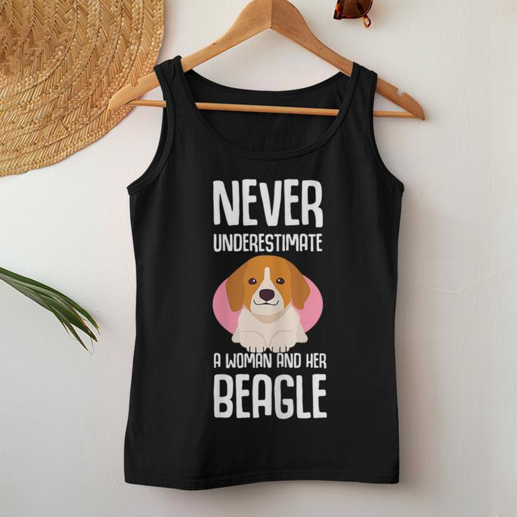 Never Underestimate Beagle Dog Clothes Gift Beagle Gift For Womens Women Tank Top Basic Casual Daily Weekend Graphic Funny Gifts