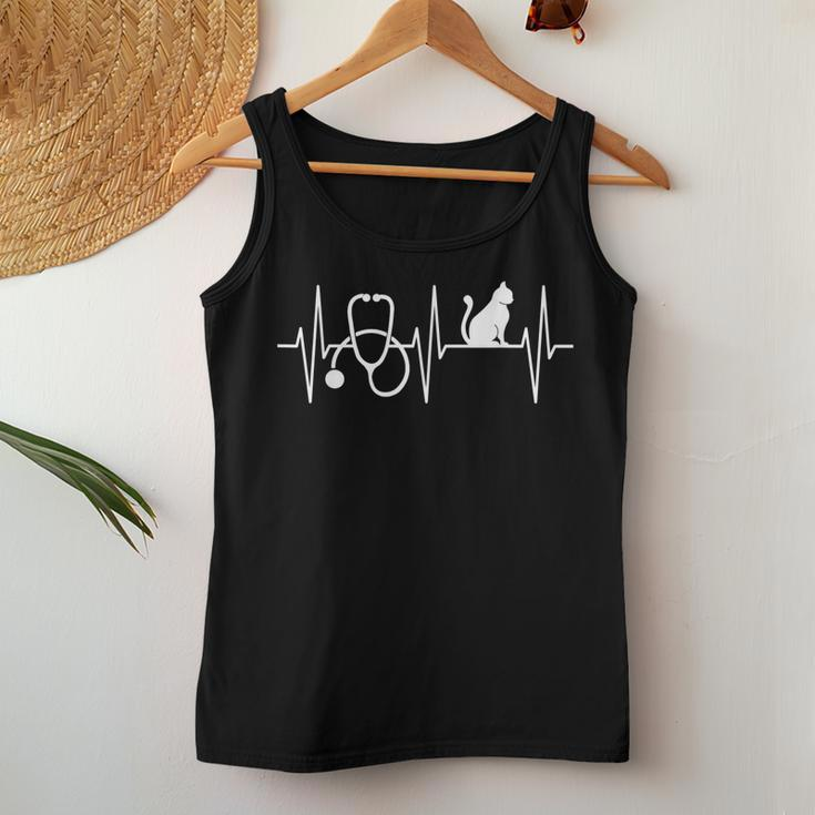 Nurse Cat Cat Lover Nursing Heartbeat Registered Nurse  Women Tank Top Basic Casual Daily Weekend Graphic Personalized Gifts