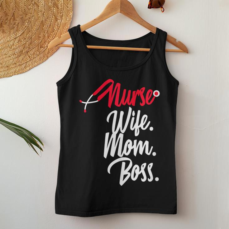 Nurse Wife Mom Boss Retro Nurse Sayings Quotes Nursing Women Tank Top Unique Gifts