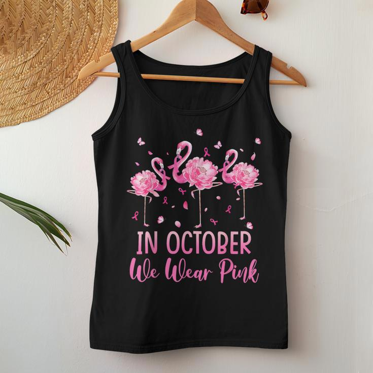 In October We Wear Pink Breast Cancer Awareness Flamingo Women Tank Top Funny Gifts