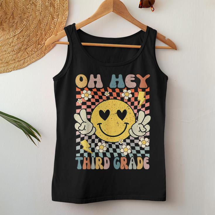 Oh Hey 3Rd Grade Smile Retro Face Back To School Teacher Women Tank Top Weekend Graphic Personalized Gifts