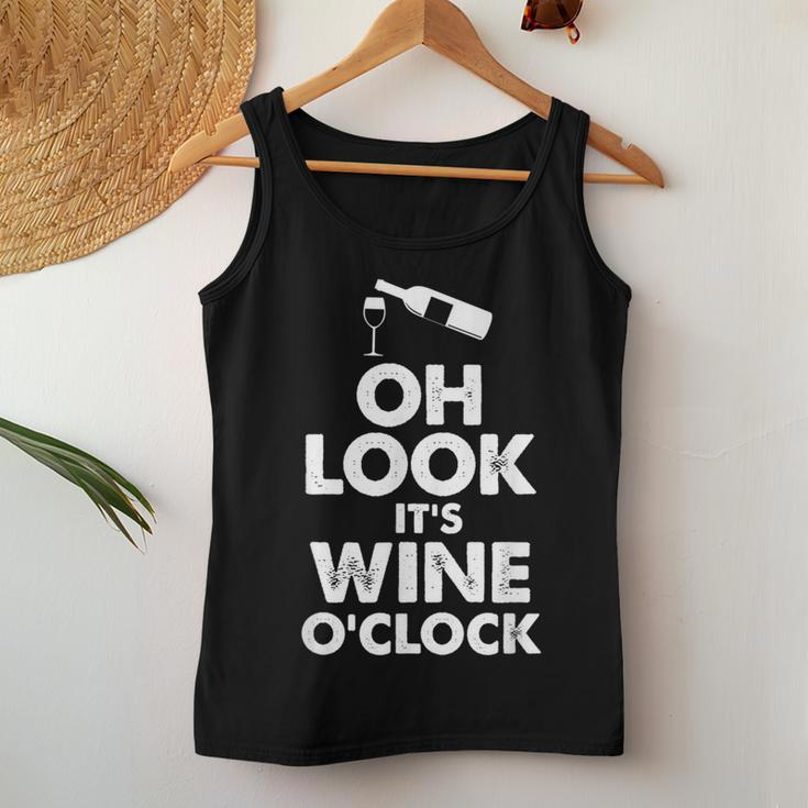 Oh Look It´S Wine O´Clock Drinking Glass Women Tank Top Funny Gifts