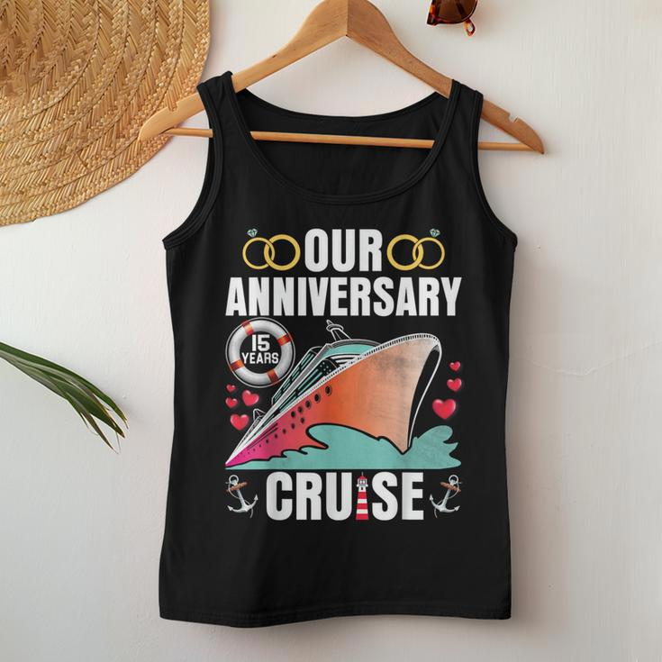 Our 15 Years Anniversary Cruise Husband Wife Couple Matching Women Tank Top Basic Casual Daily Weekend Graphic Funny Gifts