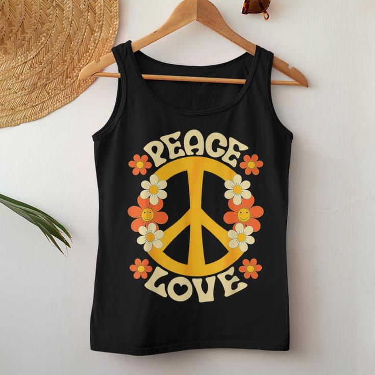 Peace Sign Love 60S 70S 80S Hippie Floral Halloween Girls Women Tank Top Unique Gifts