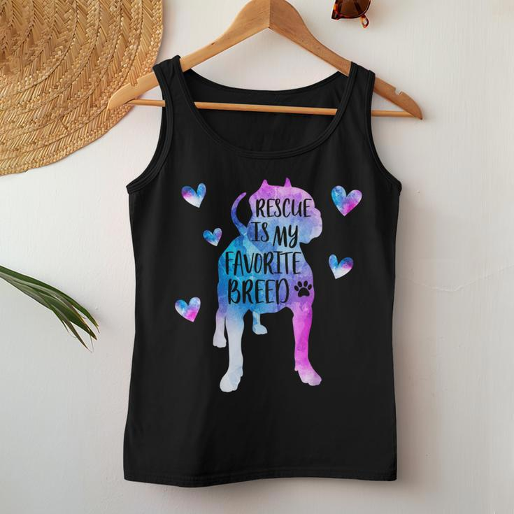 Pitbull Rescue Is My Favorite Breed Watercolor Cute Mom Women Tank Top Unique Gifts
