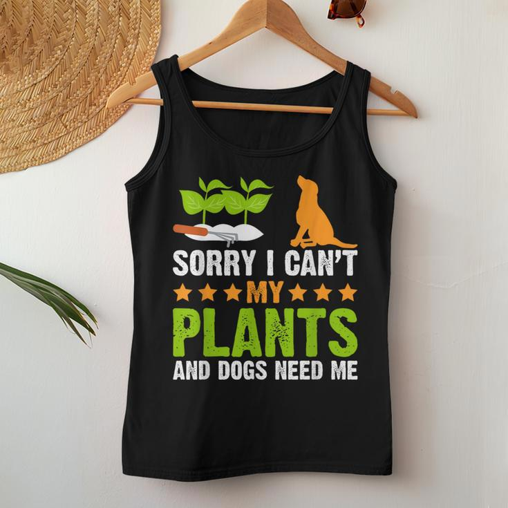 Plants And Dog Lover Gardener Funny Gardening And Dogs Lover Women Tank Top Weekend Graphic Funny Gifts