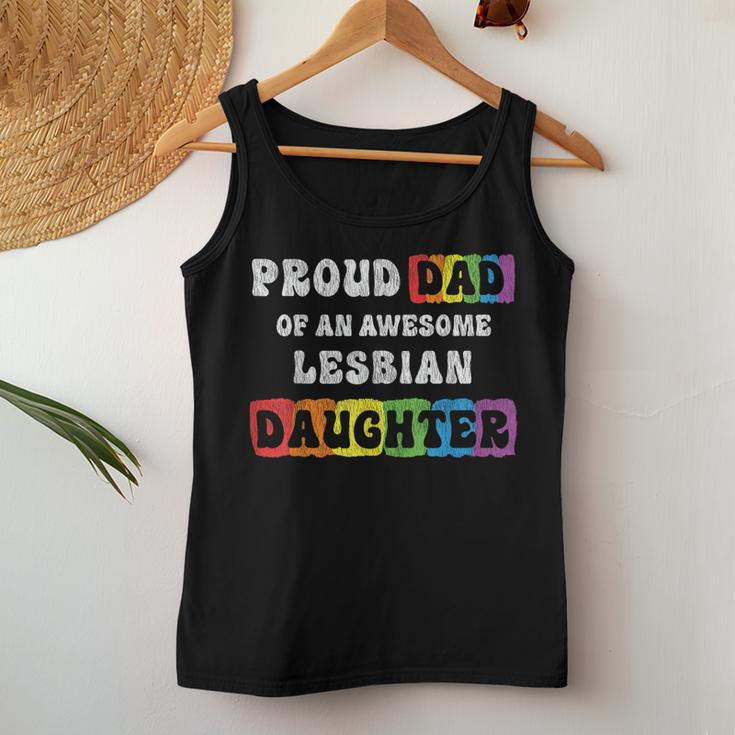 Proud Dad Of An Awesome Lesbian Daughter Gay Pride Retro Men Women Tank Top Unique Gifts