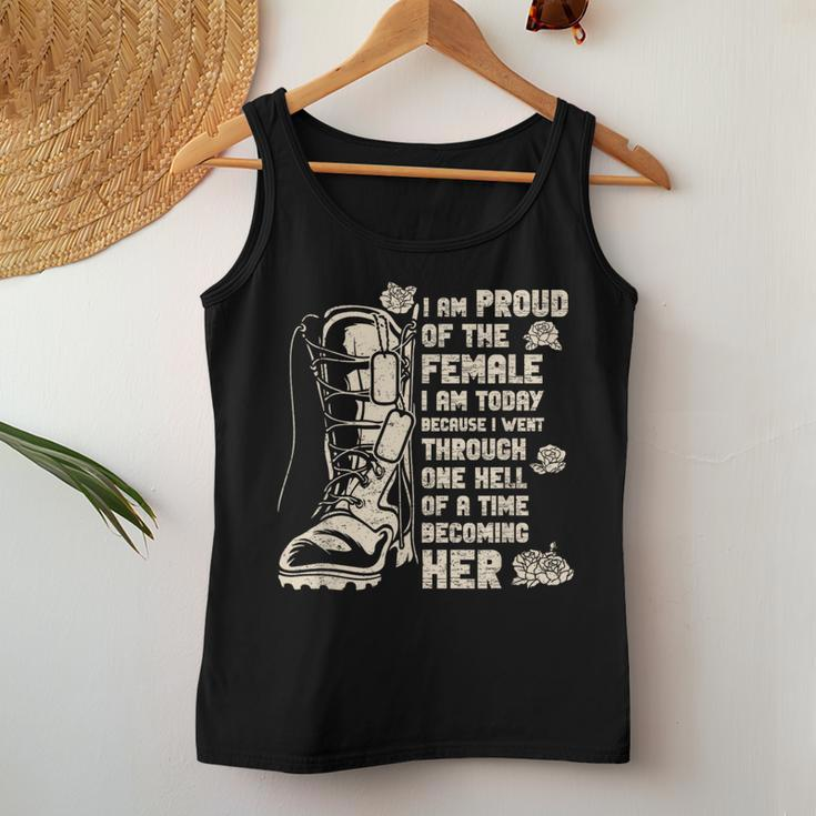 Proud Of The Female Boots Veteran Army Patriotic Men Women Tank Top Funny Gifts
