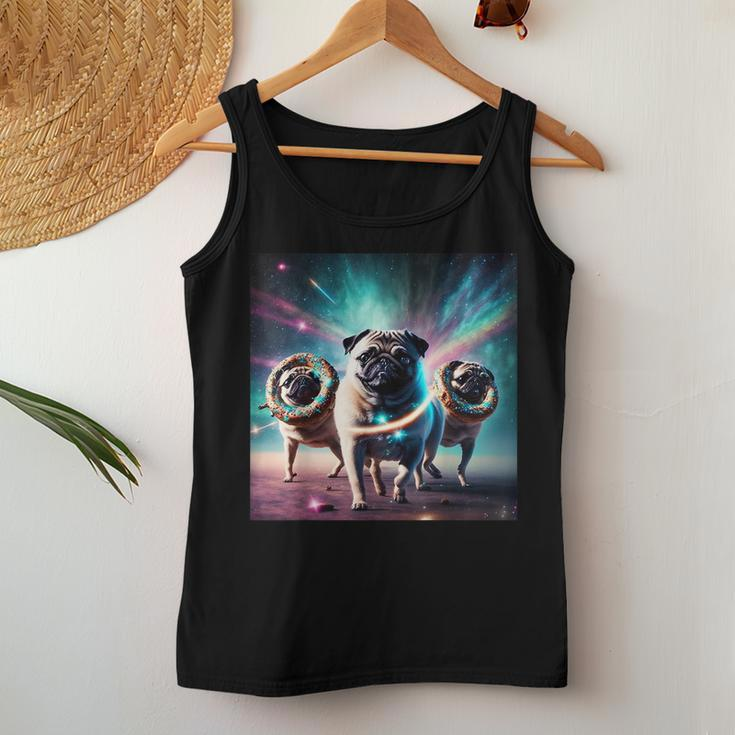Pugs In Space With Donuts Cute Pug Boys Girls Women Tank Top Funny Gifts