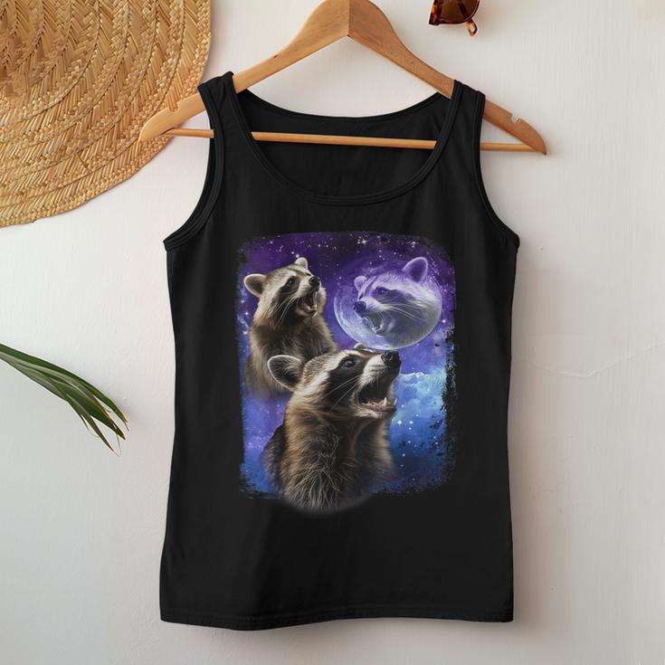 Racoons Howling At The Moon Three Racoon Meme Vintage Women Tank Top Unique Gifts