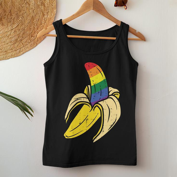 Rainbow Flag Banana Gay Pride Ally Lgbtq Lgbt Men Pup Women Tank Top Unique Gifts