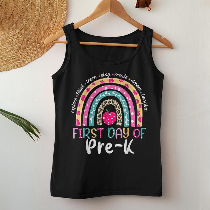 Rainbow Happy First Day Of Pre-K Back To School Women Tank Top Funny Gifts