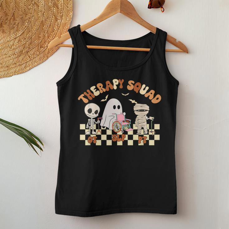 Therapy Squad Slp Ot Pt Groovy Halloween Speech Physical Women Tank Top Unique Gifts
