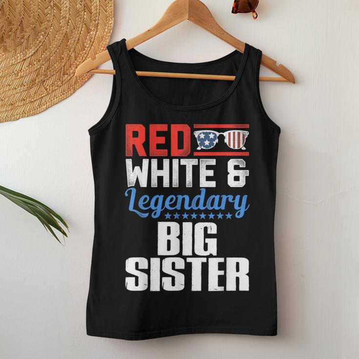 Red White And Legendary Big Sister 4Th Of July Flag Women Tank Top Unique Gifts