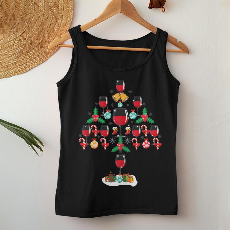 Red Wine Glass Christmas Xmas Tree Women Tank Top Unique Gifts