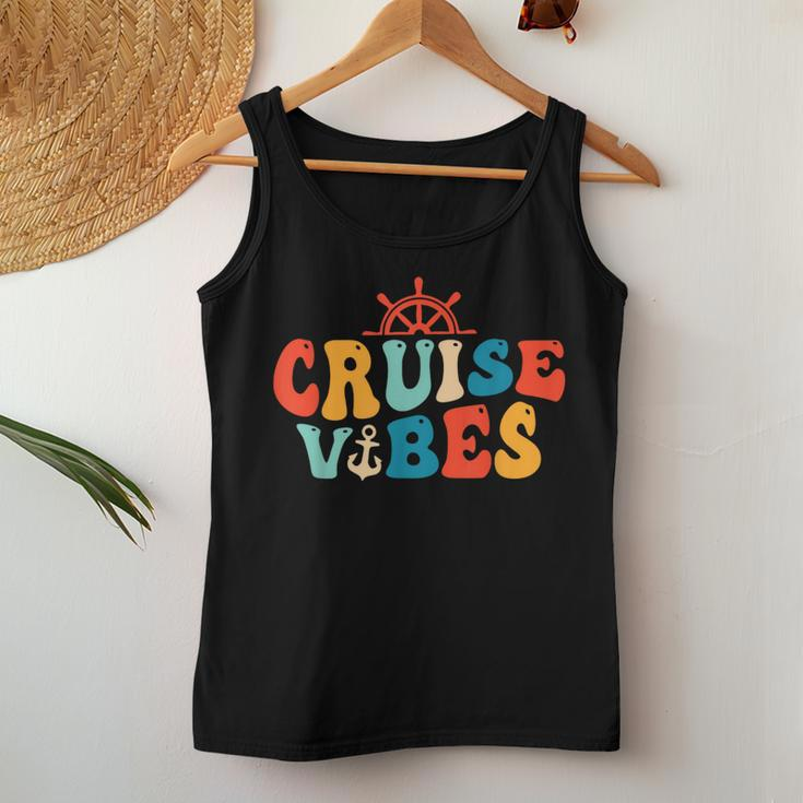 Retro Groovy Cruise Vibes Family Vacation Cruising Squad Women Tank Top Unique Gifts