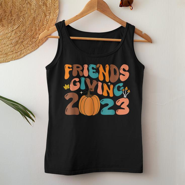 Retro Groovy Friends Giving 2023 Thanksgiving Friendsgiving Women Tank Top Personalized Gifts