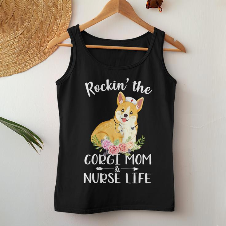 Rockin The Corgi Mom & Nurse Life Dog Mom Women Tank Top Unique Gifts