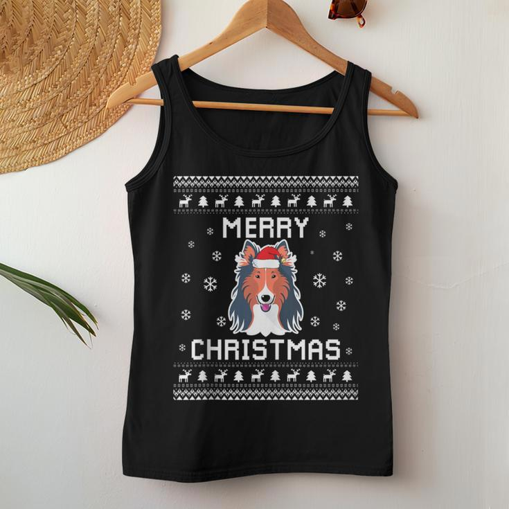 Rough Collie Dog Owner Ugly Christmas Sweater For Holidays Women Tank Top Funny Gifts