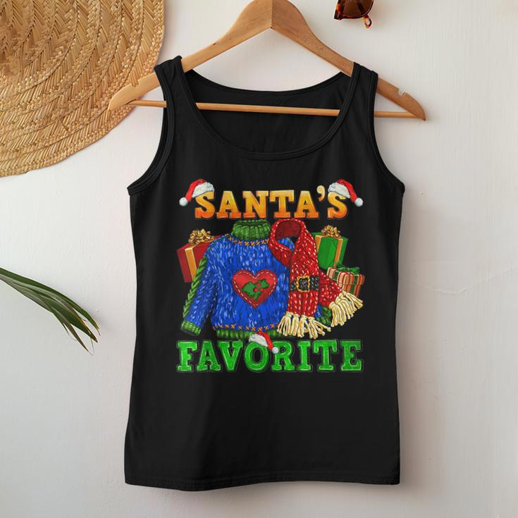 Santa's Favorite Ugly Christmas Sweaters And Scarf Santa Hat Women Tank Top Unique Gifts