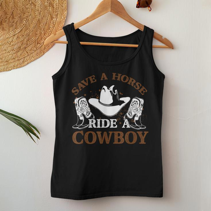Save A Horse Ride A Cowboy For Cowgirls Horsericder Women Tank Top Funny Gifts