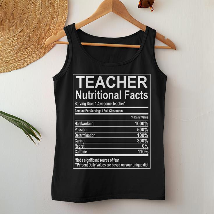 School Teacher Nutrition Facts Educator Women Tank Top Unique Gifts