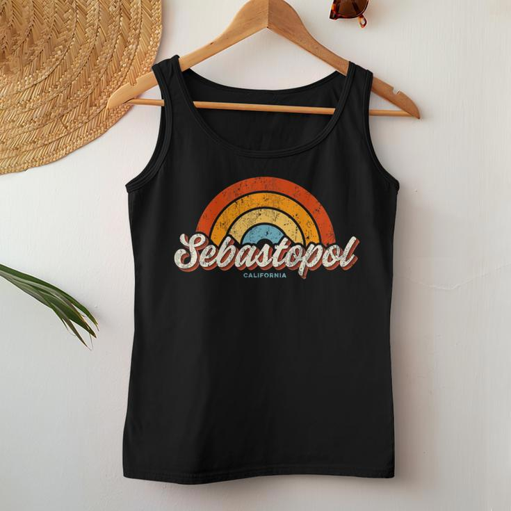 Sebastopol California Ca Vintage Rainbow Retro 70S Women Tank Top Unique Gifts