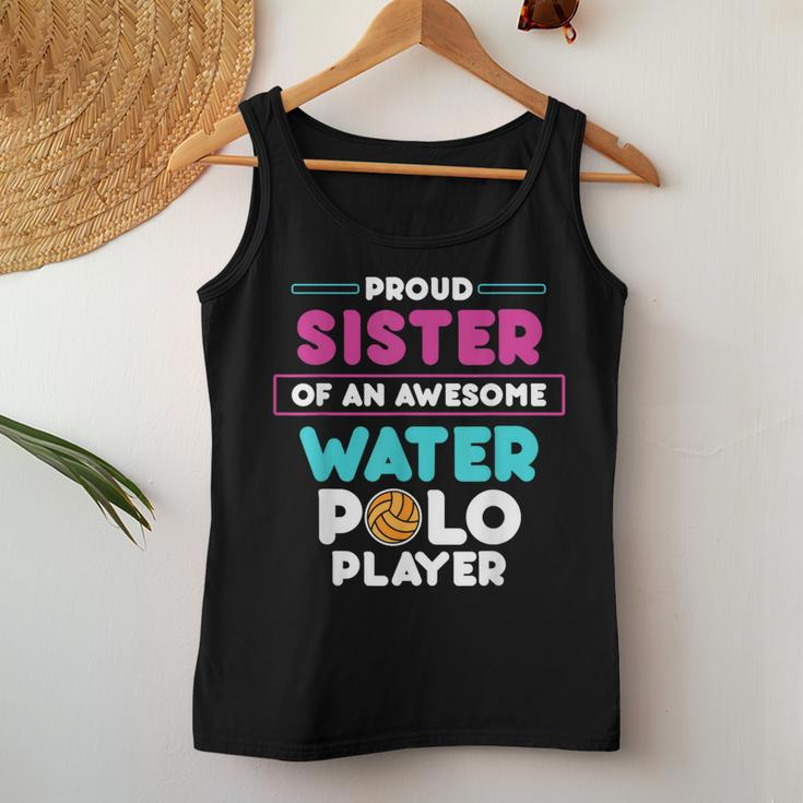 Sister Of Awesome Water Polo Player Sports Coach Graphic Women Tank Top Unique Gifts