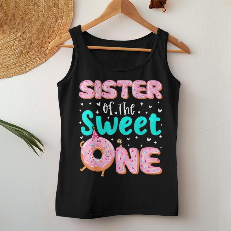 Sister Of The Sweet One 1St Birthday Donut Theme Family Women Tank Top Weekend Graphic Unique Gifts