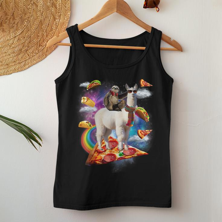 Sloth Riding Llama - Galaxy Pizza Taco Burrito Gift Women Tank Top Weekend Graphic Unique Gifts