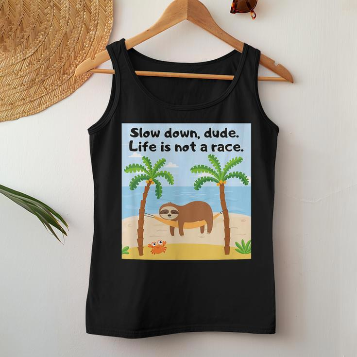 Sloths And Crabs Relaxation At Beach Hammock Women Tank Top Unique Gifts