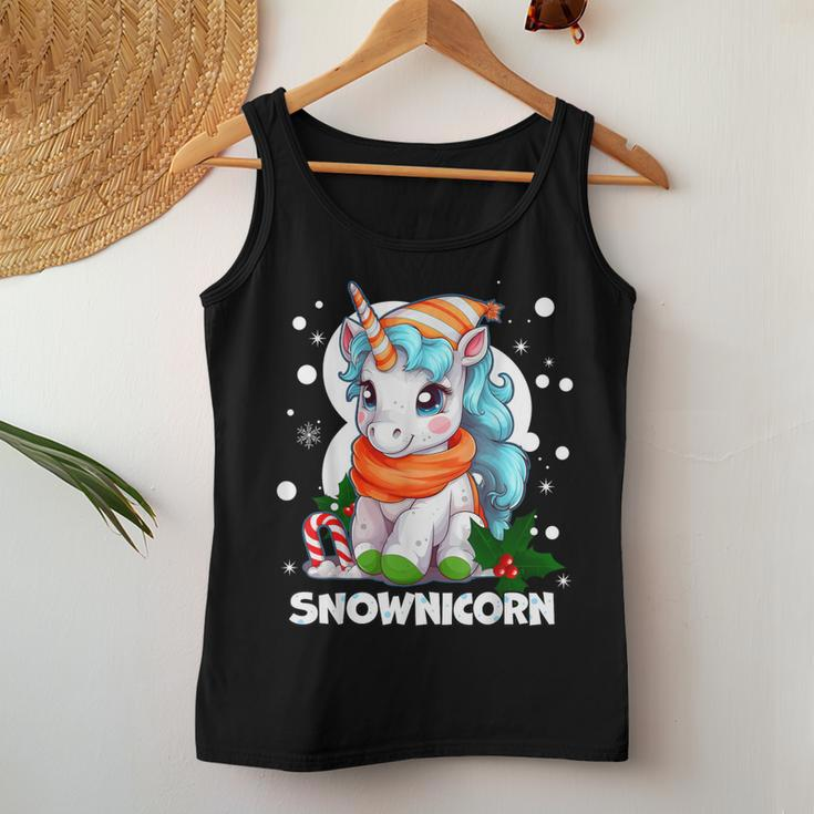 Snownicorn Cute Unicorn Snowman Christmas Girl Women Tank Top Personalized Gifts