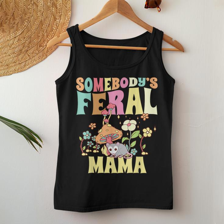 Somebodys Feral Mama Wild Mom Opossum Groovy Mushroom For Mom Women Tank Top Unique Gifts