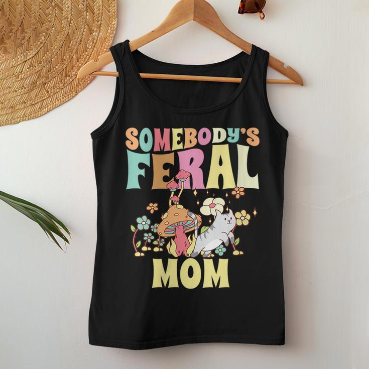 Somebodys Feral Mom Wild Family Cat Mother Floral Mushroom For Mom Women Tank Top Unique Gifts