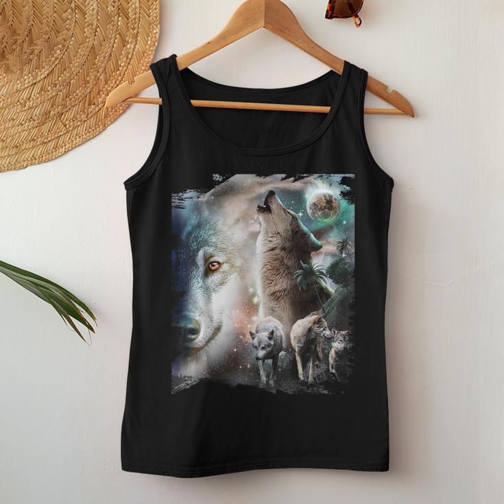 Space Wolves Wolf Howling At Moon Women Tank Top Personalized Gifts