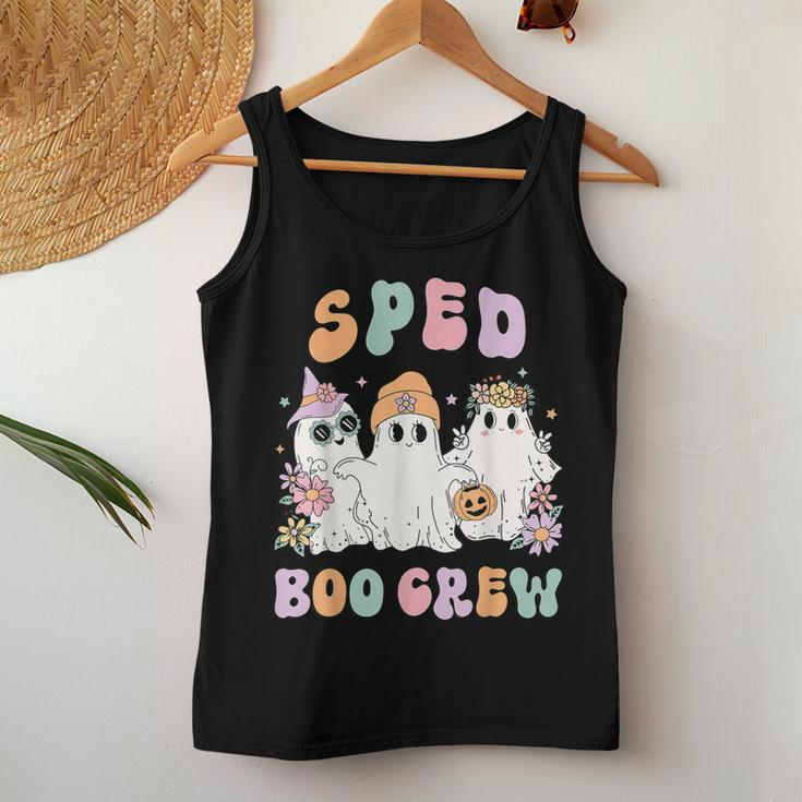 Sped Boo Crew Halloween Floral Ghost Special Ed Sped Teacher Women Tank Top Unique Gifts