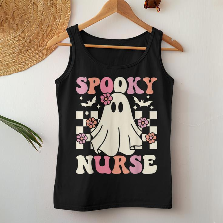 Spooky Nurse Halloween Ghost Costume Retro Groovy Women Tank Top Unique Gifts