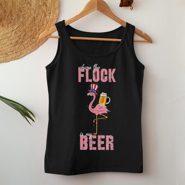 Spring Break 2022 Flamingo Patriotic Hat Beer Patriotic Women Tank Top Unique Gifts