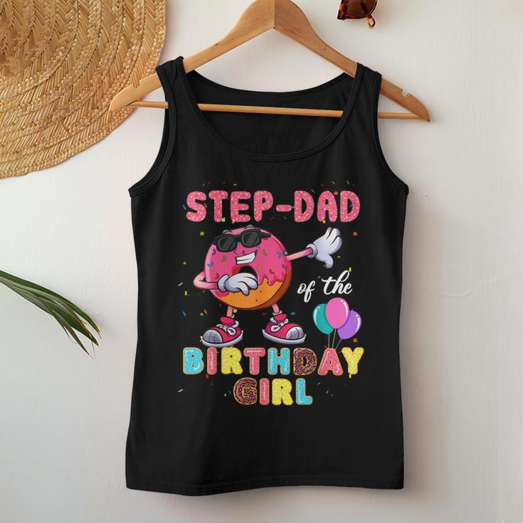 Step-Dad Of The Birthday Girl Donut Dab Birthday Women Tank Top Unique Gifts