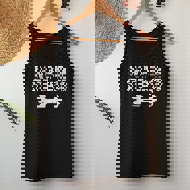 Im With Stunod New York Jersey Italian Word Stupid Women Tank Top Unique Gifts