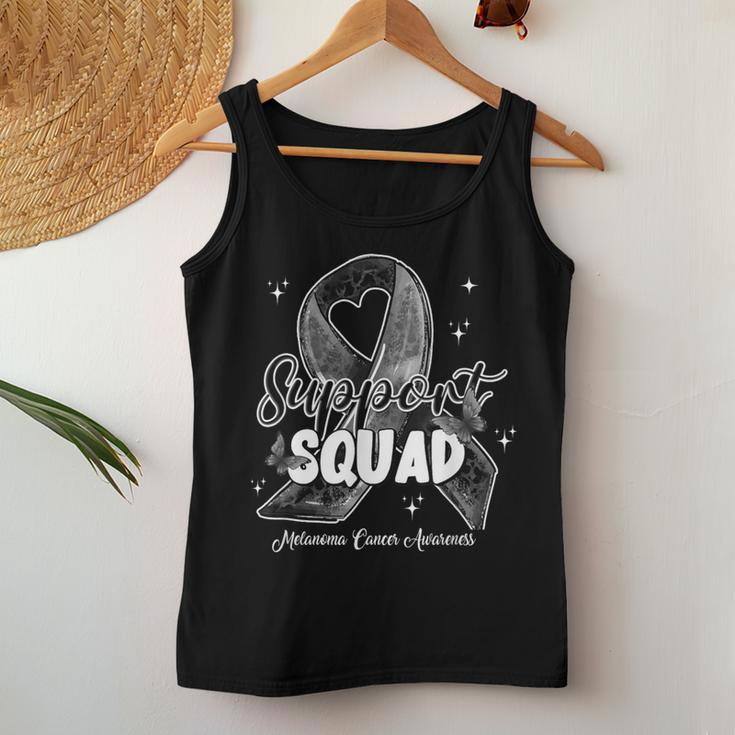 Support Squad Butterfly Black Ribbon Melanoma Cancer Women Tank Top Funny Gifts